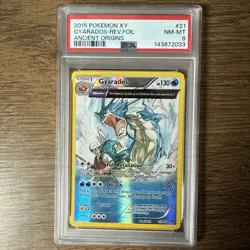 2015 POKEMON XY ANCIENT ORIGINS #21 GYARADOS-HOLO PSA 8 - Image 1