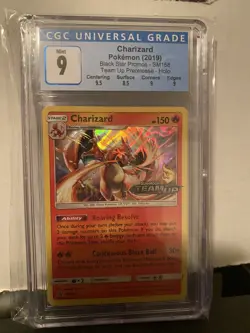 Pokemon Charizard Black Star Promo SM158 CGC 9 Team Up Pre-Release Holo SUBgrade - Image 1