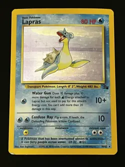 Lapras Pokemon Card Holo WOTC 10/62 Fossil Set Rare Vintage 1999 Original MP - Image 1