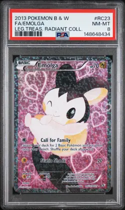 2013 Pokemon Black & White Legendary Treasures Radiant Collection Emolga PSA 8 - Image 1