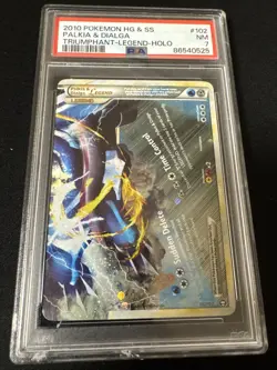 Palkia & Dialga LEGEND 102/102 PSA 7 Triumphant Holo HGSS Pokemon - Image 1