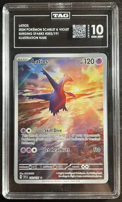 Pokemon Latios 203/191 SV08: Surging Sparks Illustration Rare Holo TAG 10 - Image 1