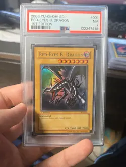 2003 Yu-Gi-Oh! Red-Eyes B. Dragon SDJ-001 1st Edition PSA 7 Near Mint - Image 1