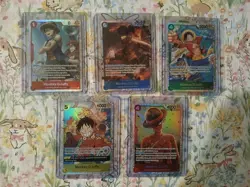 One Piece TCG Monkey D. Luffy SR Card Lot ×5 (OP 02, 07, 12, 14, PRB 02) English - Image 1
