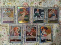One Piece TCG Nami Card Lot ×7 (SR, Rare Foil, Leader) English - Image 1