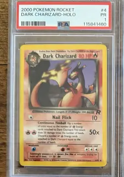 “1999 Pokemon TCG Dark Charizard Holo – Graded PSA 1 – Rare Vintage Card - Image 1