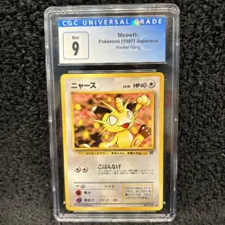 CGC 9.5 GEM MINT Meowth Team Rocket 1st Edition 62/82 Pokemon Card - Image 1