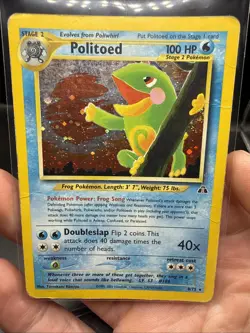 Politoed Neo Discovery Holo Rare Pokemon TCG Card 8/75 Unlimited Heavily Damaged - Image 1