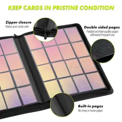 1000+ Trading Card Binder 16 Pocket Zip Card Collection Binder Card Album Com. - Image 4