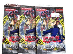 Yu-Gi-Oh! TCG Invasion Of Chaos 1996 Booster Lot Of (3) Packs - Image 1