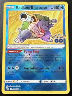 Pokemon Go Radiant Blastoise 018/078 Rare Holo Pokemon TCG HP - Image 1