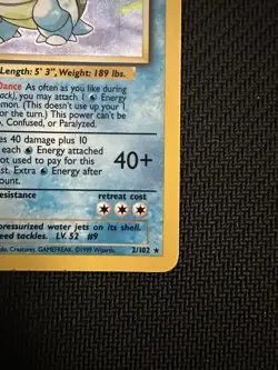 Pokemon TCG Blastoise Holo Rare Card 2/102 Base Set, Wizards of the Coast, 1999 - Image 5