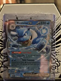 Pokemon TCG Blastoise Holo EX Double Rare Scarlet & Violet 151 Card 009/165 - Image 1