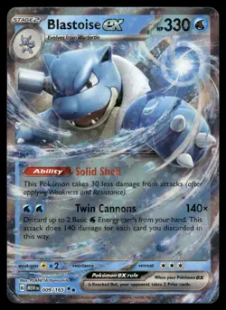 Blastoise ex 009/165 151 Double Rare Holo Pokemon Card TCG LP - Image 1