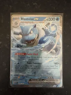 Pokemon TCG Blastoise Holo EX Double Rare Scarlet & Violet 151 Card 009/165 - Image 1