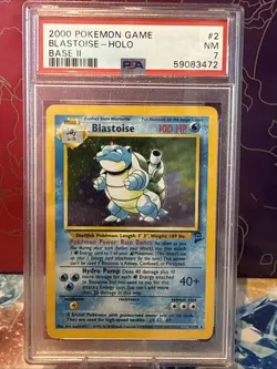 Pokemon TCG Blastoise Holo Rare Card Base Set 2, 2/130 PSA 7 - Image 1