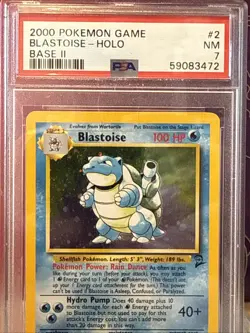 Pokemon TCG Blastoise Holo Rare Card Base Set 2, 2/130 PSA 7 - Image 3