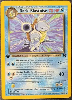 Pokemon TCG Dark Blastoise 20/82 Team Rocket First Edition Non-Holo Rare Vintage - Image 1