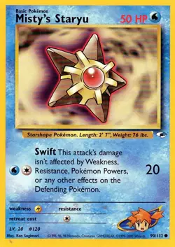 Pokemon Misty's Staryu Card Gym Heroes 90/132 TCG - Image 1