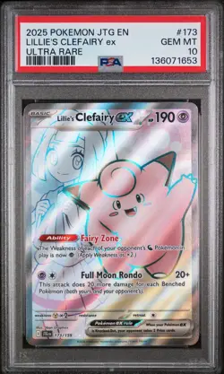 Lillie's Clefairy Ex Ultra Rare Pokemon Jtg En-Journey Together 173/159 PSA 10 - Image 1