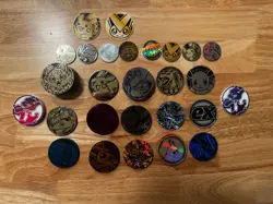 Lot Of Official Pokemon TCG Coins Various Sizes and Finishes 53 Coins Total - Image 1