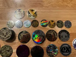 Lot Of Official Pokemon TCG Coins Various Sizes and Finishes 53 Coins Total - Image 3