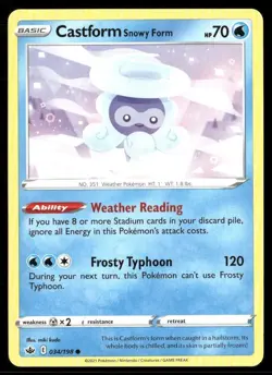 2021 Chilling Reign Set Pokemon Card 034 Castform Snowy Form NM - Image 1