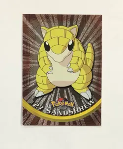 Pokemon Topps SANDSHREW Card #27 Rare Holo Foil Textured NM TV Animation Edition - Image 1