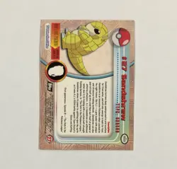 Pokemon Topps SANDSHREW Card #27 Rare Holo Foil Textured NM TV Animation Edition - Image 2