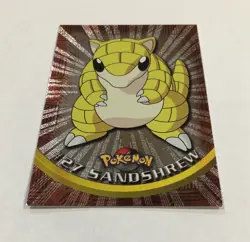 Pokemon Topps SANDSHREW Card #27 Rare Holo Foil Textured NM TV Animation Edition - Image 3