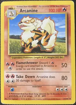 Arcanine 023/102 Base Set Regular *DAMAGED* Pokemon Card - Image 1