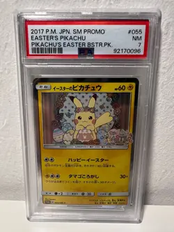 2017 POKEMON JPN SM PROMO PIKACHU'S EASTER BSTR. PK. EASTER'S PIKACHU PSA 7 - Image 1