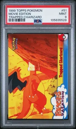 Pokemon TCG Trapped Charizard Pokemon Topps Pikachu's Vacation 51 PSA 9 MINT - Image 1