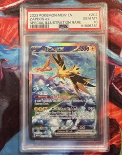 PSA 10 Zapdos ex 202/165 Pokemon Scarlet & Violet 151 Special Illustration Rare - Image 1