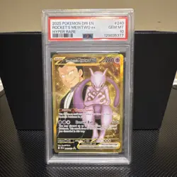 Pokemon Team Rocket's Mewtwo ex Hyper Rare Holo Sv10 240/182 PSA 10 - Image 1