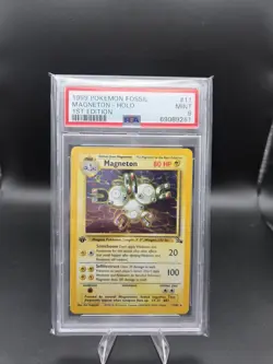 1999 Pokemon Fossil 1st Edition Magneton Holo #11 PSA 9 - Image 1
