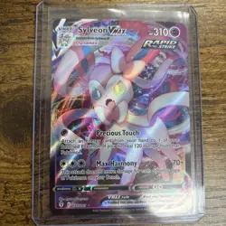 Pokemon Sylveon VMAX Ultra Rare Holo Rapid Strike Full Art SWSH07 075/203 310 HP - Image 1