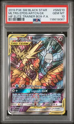 Pokemon TCG Moltres & Zapdos & Articuno GX SM210 Hidden Fates PSA 10 - Image 1