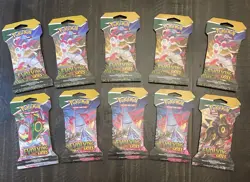 Pokemon Evolving Skies Sleeved Booster Pack Lot of 10 Umbreon Rayquaza Sylveon - Image 1