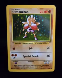 Pokemon TCG - HITMONCHAN - 7/102 - HOLO - RARE - UNLIMITED - BASE SET 1999 - LP - Image 1