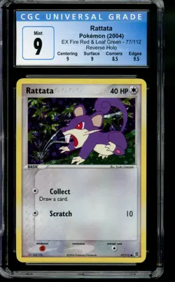 Ratatta 77/112 Pokemon TCG Fire Red & Leaf Green Reverse Holo Graded CGC 9 Mint - Image 1
