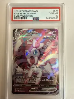 Pokemon TCG Sylveon VMAX Full Art Ultra Rare 075/203 Evolving Skies PSA 10 - Image 1