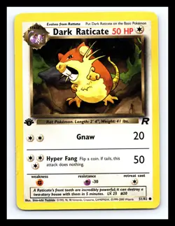 💥 DARK RATICATE 1st Edition Pokemon TCG 2000 Team Rocket Set Non HOLO # 51/82 - Image 1
