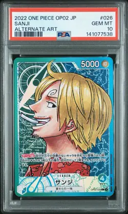 SANJI 2022 Japanese One Piece Paramount War OP02-026 L Alt Art PSA 10 GEM MINT - Image 1