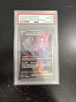 2025 POKEMON DRI SPECIAL ILLUSTRATION RARE #231 TEAM ROCKET'S MEWTWO EX PSA 10 - Image 1
