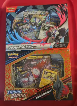 NEW SEALED Pokemon TCG Lot Crown Zenith Regidrago V Collection & Grafaiai EX Box - Image 1
