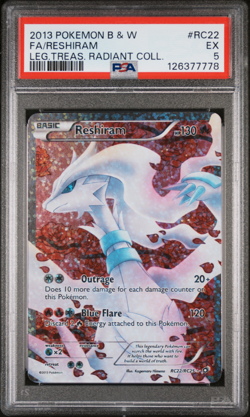 2013 POKEMON B&W LEGEND TREASURES RADIANT COLLECTION FULL ART/RESHIRAM PSA 5 - Image 1