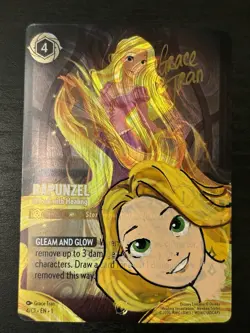 Lorcana Top Cut Foil Promo Rapunzel Gifted With Healing 4/C1 W Artist Alter Sig! - Image 1