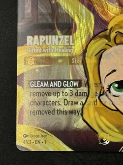 Lorcana Top Cut Foil Promo Rapunzel Gifted With Healing 4/C1 W Artist Alter Sig! - Image 5