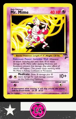 Mr. Mime 27/130 Pokemon Base Set 2 Rare Card WOTC NM - Image 1